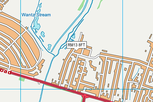 RM13 8FT map - OS VectorMap District (Ordnance Survey)