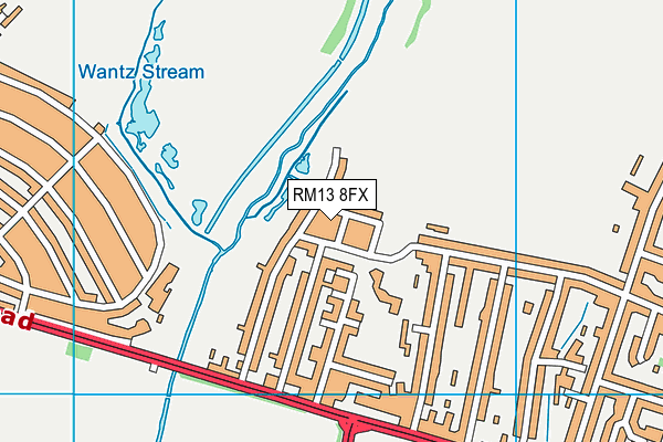 RM13 8FX map - OS VectorMap District (Ordnance Survey)