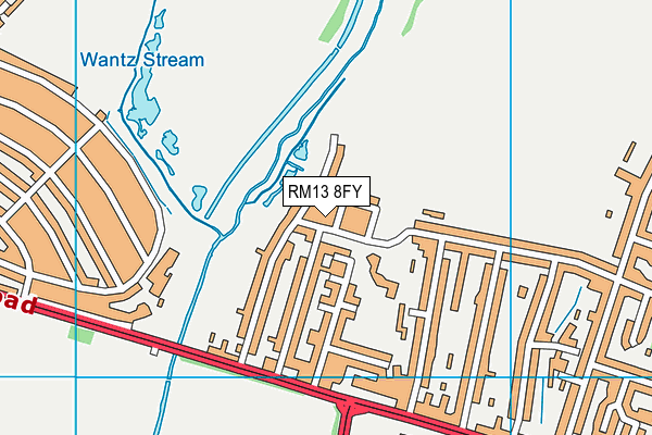 RM13 8FY map - OS VectorMap District (Ordnance Survey)
