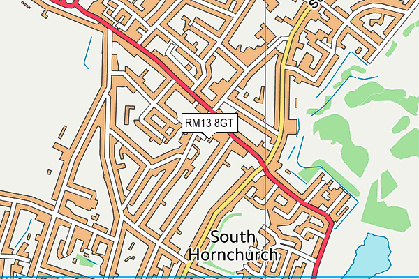 RM13 8GT map - OS VectorMap District (Ordnance Survey)