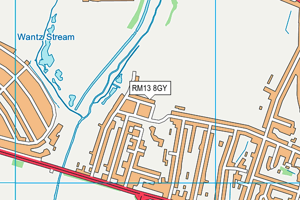RM13 8GY map - OS VectorMap District (Ordnance Survey)