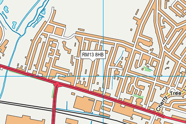 RM13 8HB map - OS VectorMap District (Ordnance Survey)