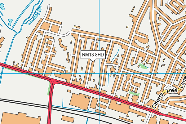 RM13 8HD map - OS VectorMap District (Ordnance Survey)