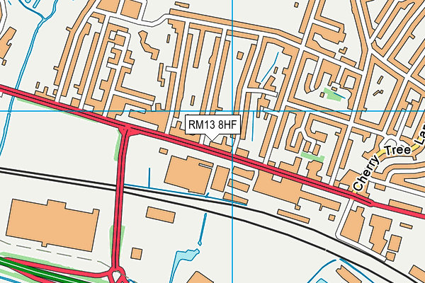 RM13 8HF map - OS VectorMap District (Ordnance Survey)