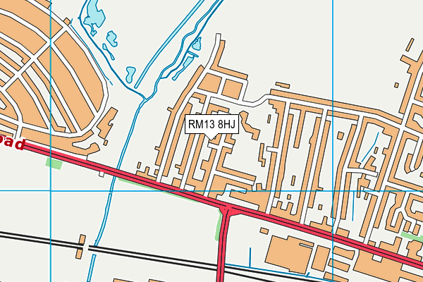 RM13 8HJ map - OS VectorMap District (Ordnance Survey)