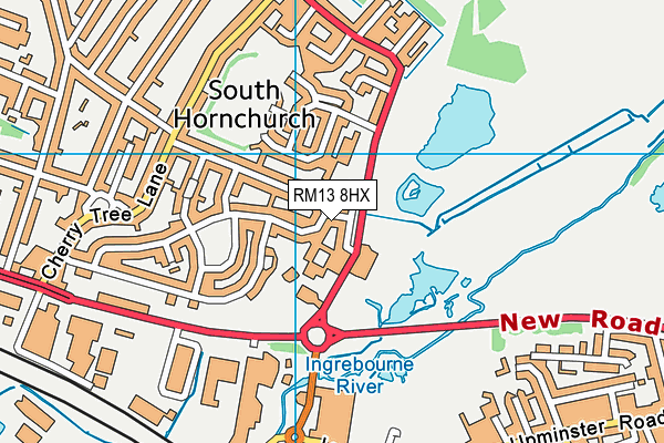 RM13 8HX map - OS VectorMap District (Ordnance Survey)