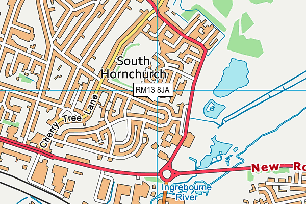 RM13 8JA map - OS VectorMap District (Ordnance Survey)