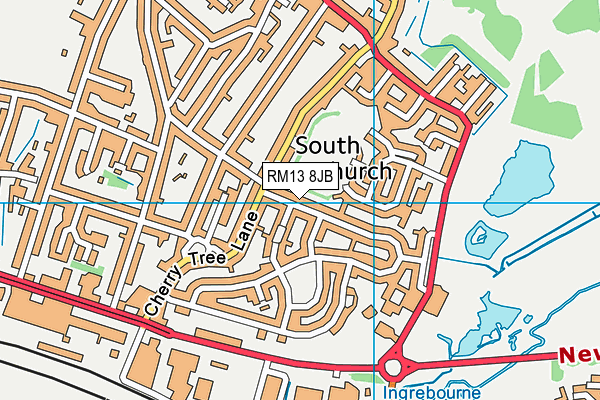 RM13 8JB map - OS VectorMap District (Ordnance Survey)