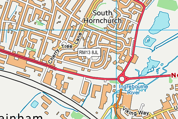 RM13 8JL map - OS VectorMap District (Ordnance Survey)