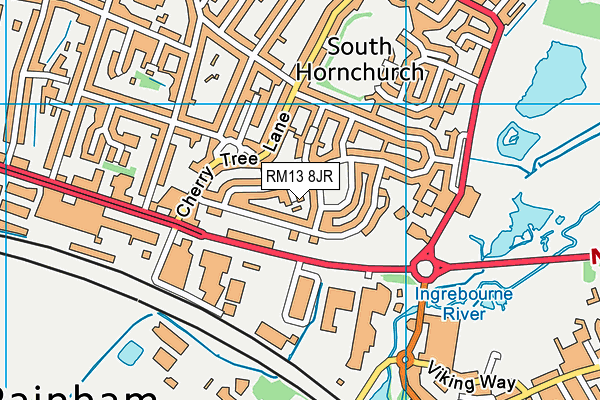 RM13 8JR map - OS VectorMap District (Ordnance Survey)