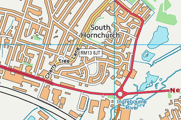 RM13 8JT map - OS VectorMap District (Ordnance Survey)