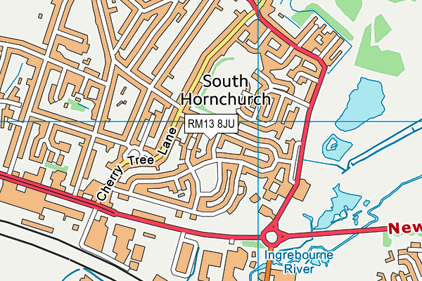 RM13 8JU map - OS VectorMap District (Ordnance Survey)