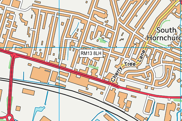 RM13 8LH map - OS VectorMap District (Ordnance Survey)