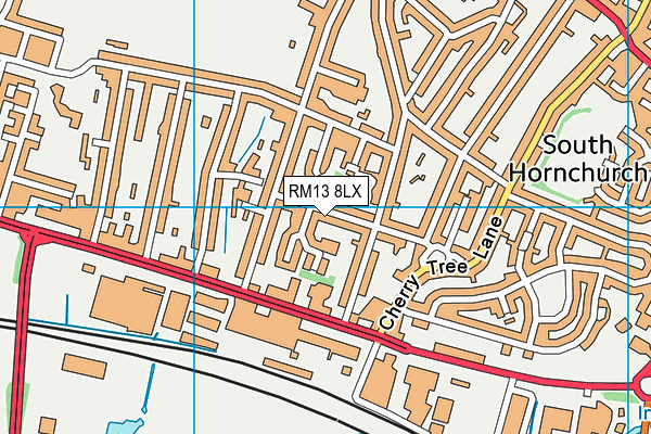 RM13 8LX map - OS VectorMap District (Ordnance Survey)
