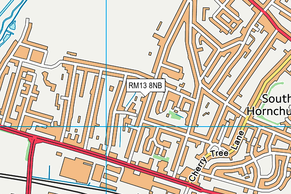 RM13 8NB map - OS VectorMap District (Ordnance Survey)