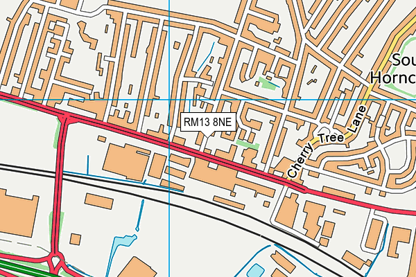 RM13 8NE map - OS VectorMap District (Ordnance Survey)
