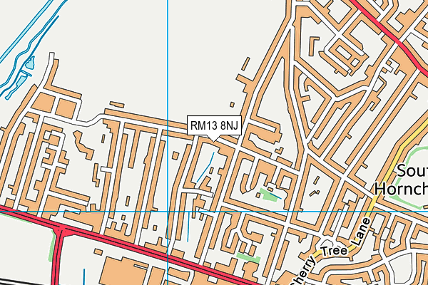 RM13 8NJ map - OS VectorMap District (Ordnance Survey)