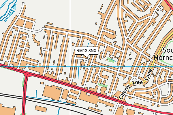 RM13 8NX map - OS VectorMap District (Ordnance Survey)