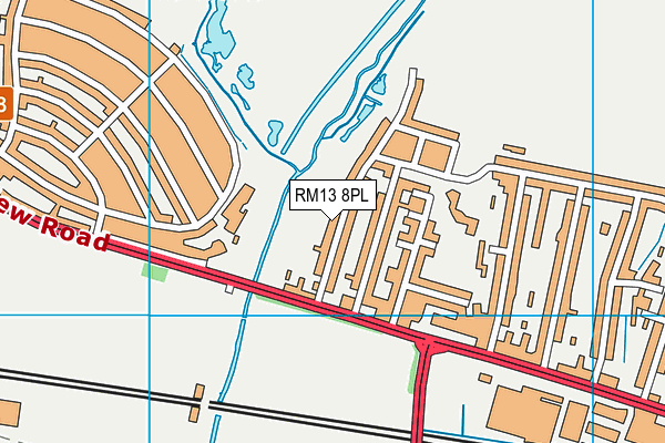 RM13 8PL map - OS VectorMap District (Ordnance Survey)