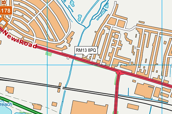 RM13 8PQ map - OS VectorMap District (Ordnance Survey)