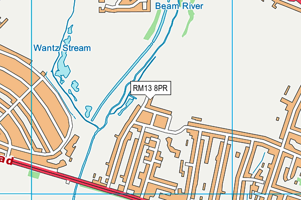 RM13 8PR map - OS VectorMap District (Ordnance Survey)