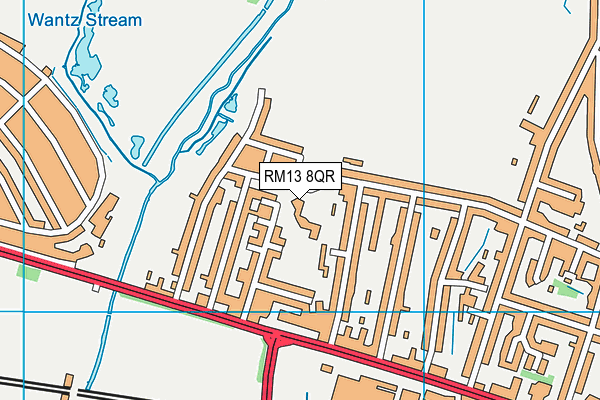 RM13 8QR map - OS VectorMap District (Ordnance Survey)