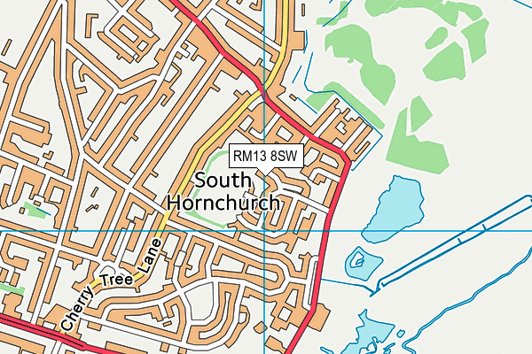 RM13 8SW map - OS VectorMap District (Ordnance Survey)