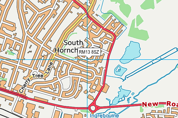 RM13 8SZ map - OS VectorMap District (Ordnance Survey)