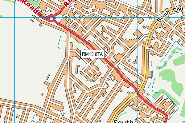 RM13 8TA map - OS VectorMap District (Ordnance Survey)