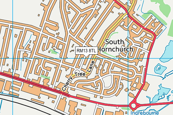 RM13 8TL map - OS VectorMap District (Ordnance Survey)