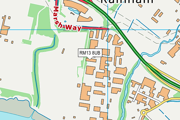 RM13 8UB map - OS VectorMap District (Ordnance Survey)