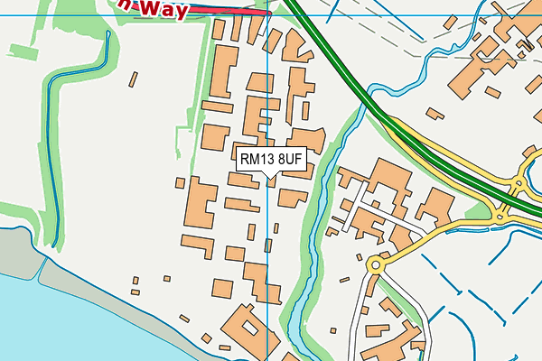 RM13 8UF map - OS VectorMap District (Ordnance Survey)