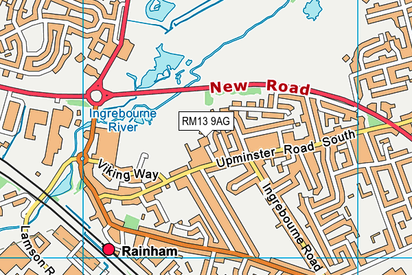 RM13 9AG map - OS VectorMap District (Ordnance Survey)