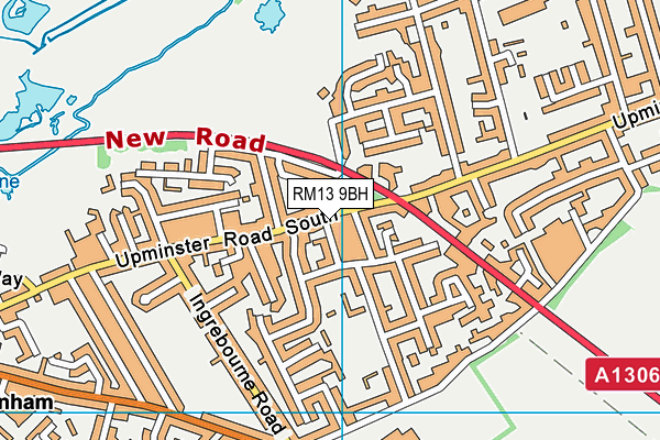 RM13 9BH map - OS VectorMap District (Ordnance Survey)