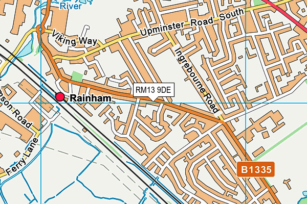 RM13 9DE map - OS VectorMap District (Ordnance Survey)