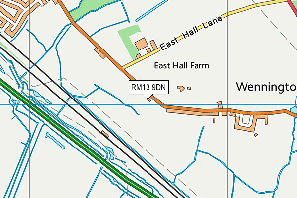 RM13 9DN map - OS VectorMap District (Ordnance Survey)