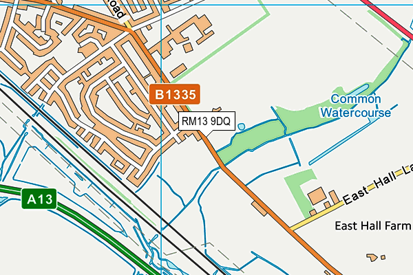 RM13 9DQ map - OS VectorMap District (Ordnance Survey)