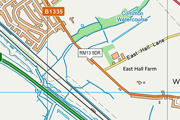 RM13 9DR map - OS VectorMap District (Ordnance Survey)
