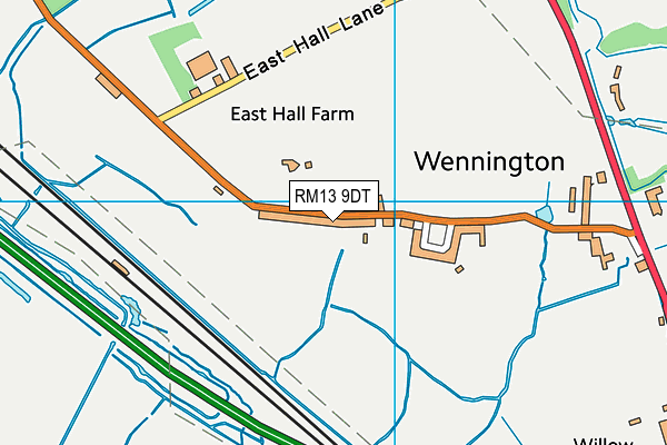 RM13 9DT map - OS VectorMap District (Ordnance Survey)