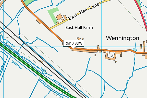 RM13 9DW map - OS VectorMap District (Ordnance Survey)