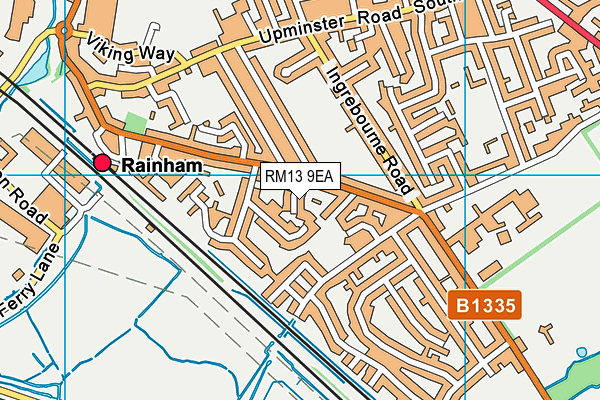 RM13 9EA map - OS VectorMap District (Ordnance Survey)