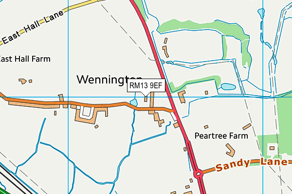 RM13 9EF map - OS VectorMap District (Ordnance Survey)