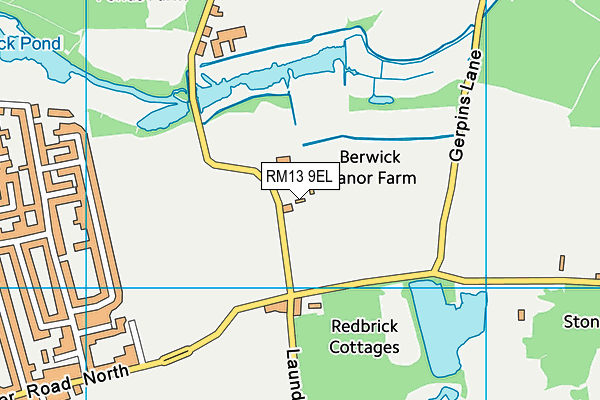 RM13 9EL map - OS VectorMap District (Ordnance Survey)