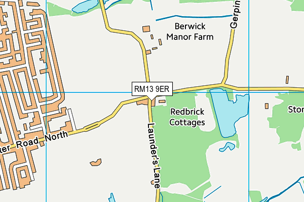 RM13 9ER map - OS VectorMap District (Ordnance Survey)