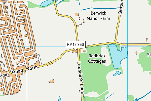 RM13 9ES map - OS VectorMap District (Ordnance Survey)