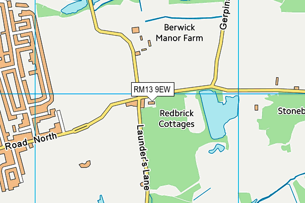 RM13 9EW map - OS VectorMap District (Ordnance Survey)