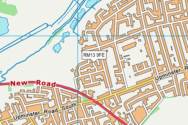 RM13 9FE map - OS VectorMap District (Ordnance Survey)