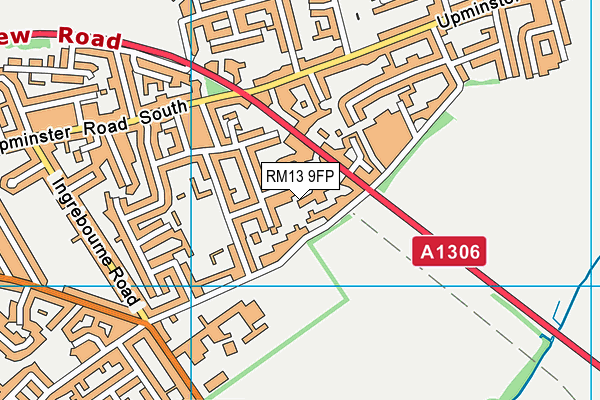 RM13 9FP map - OS VectorMap District (Ordnance Survey)