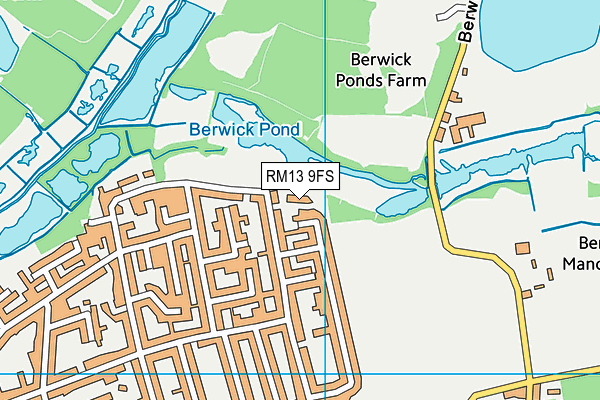 RM13 9FS map - OS VectorMap District (Ordnance Survey)