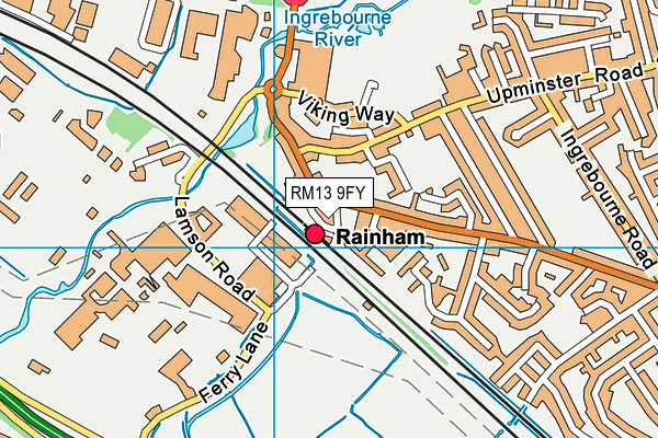 RM13 9FY map - OS VectorMap District (Ordnance Survey)